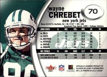 2001 Fleer E-X #70 Wayne Chrebet Back