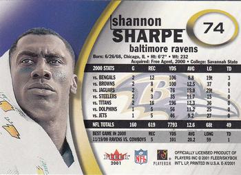 2001 Fleer E-X #74 Shannon Sharpe Back