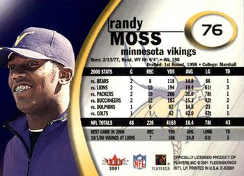 2001 Fleer E-X #76 Randy Moss Back