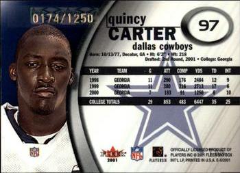 2001 Fleer E-X #97 Quincy Carter Back