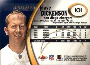 2001 Fleer E-X #101 Dave Dickenson Back