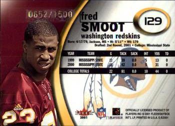 2001 Fleer E-X #129 Fred Smoot Back