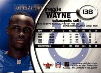 2001 Fleer E-X #138 Reggie Wayne Back