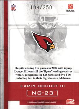 2008 Donruss Gridiron Gear - Next Generation Silver #NG-23 Early Doucet Back