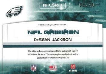 2008 Donruss Gridiron Gear - NFL Gridiron Rookie Signatures #NFLGR-3 DeSean Jackson Back