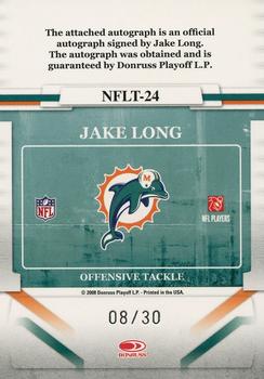 2008 Donruss Gridiron Gear - NFL Teams Rookie Signatures #NFLT-24 Jake Long Back