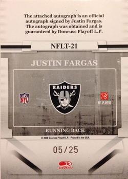 2008 Donruss Gridiron Gear - NFL Teams Veteran Signatures #NFLT-21 Justin Fargas Back