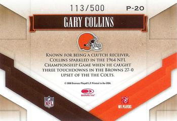 2008 Donruss Gridiron Gear - Performers Gold #P-20 Gary Collins Back
