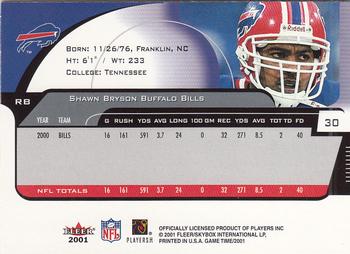 2001 Fleer Game Time #30 Shawn Bryson Back