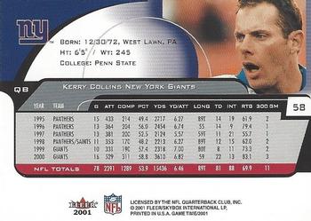 2001 Fleer Game Time #58 Kerry Collins Back
