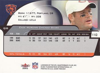 2001 Fleer Game Time #110 Cade McNown Back