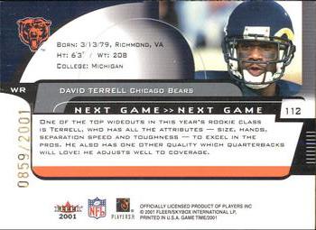 2001 Fleer Game Time #112 David Terrell Back