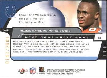 2001 Fleer Game Time #118 Reggie Wayne Back