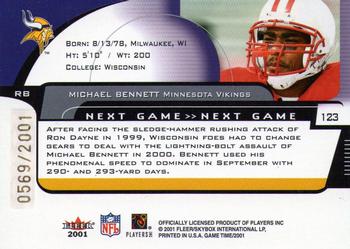 2001 Fleer Game Time #123 Michael Bennett Back