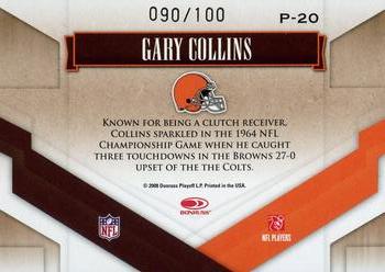 2008 Donruss Gridiron Gear - Performers Gold Holofoil #P-20 Gary Collins Back