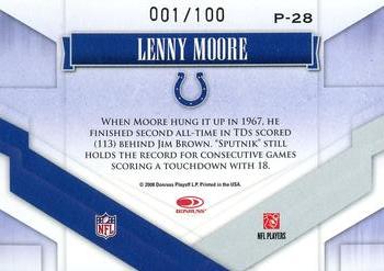 2008 Donruss Gridiron Gear - Performers Gold Holofoil #P-28 Lenny Moore Back
