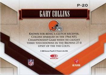 2008 Donruss Gridiron Gear - Performers Red #P-20 Gary Collins Back