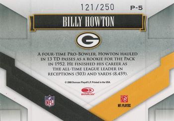 2008 Donruss Gridiron Gear - Performers Silver #P-5 Billy Howton Back