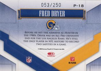 2008 Donruss Gridiron Gear - Performers Silver #P-18 Fred Dryer Back