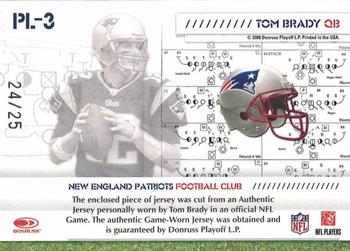 2008 Donruss Gridiron Gear - Playbook Jerseys Patch #PL-3 Tom Brady Back