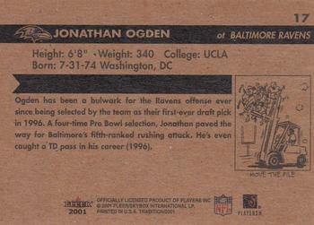 2001 Fleer Tradition Glossy #17 Jonathan Ogden Back