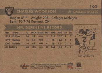 2001 Fleer Tradition Glossy #163 Charles Woodson Back