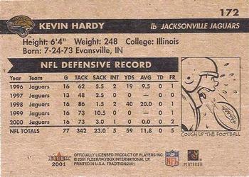 2001 Fleer Tradition Glossy #172 Kevin Hardy Back