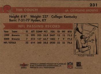 2001 Fleer Tradition Glossy #231 Tim Couch Back