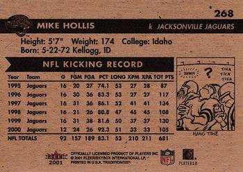 2001 Fleer Tradition Glossy #268 Mike Hollis Back