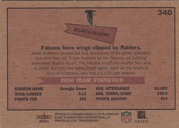 2001 Fleer Tradition Glossy #340 Atlanta Falcons Back