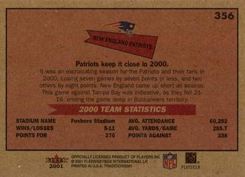 2001 Fleer Tradition Glossy #356 New England Patriots Back