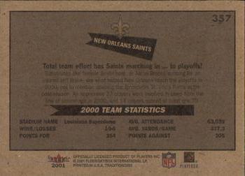 2001 Fleer Tradition Glossy #357 New Orleans Saints Back