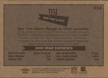 2001 Fleer Tradition Glossy #358 New York Giants Back