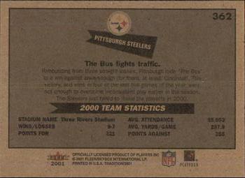 2001 Fleer Tradition Glossy #362 Pittsburgh Steelers Back