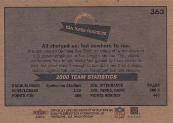 2001 Fleer Tradition Glossy #363 San Diego Chargers Back