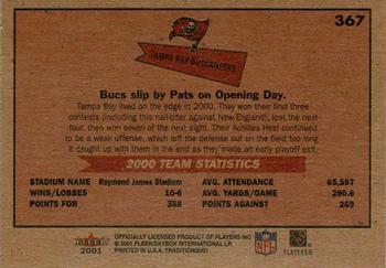 2001 Fleer Tradition Glossy #367 Tampa Bay Buccaneers Back