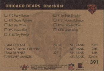 2001 Fleer Tradition Glossy #391 Chicago Bears Team Leaders Back