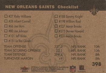 2001 Fleer Tradition Glossy #398 New Orleans Saints Team Leaders Back
