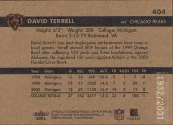 2001 Fleer Tradition Glossy #404 David Terrell Back