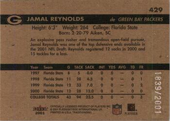 2001 Fleer Tradition Glossy #429 Jamal Reynolds Back