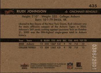 2001 Fleer Tradition Glossy #435 Rudi Johnson Back