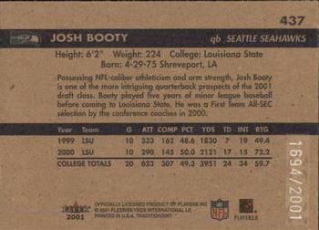 2001 Fleer Tradition Glossy #437 Josh Booty Back