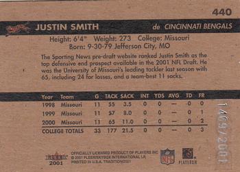 2001 Fleer Tradition Glossy #440 Justin Smith Back
