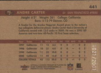 2001 Fleer Tradition Glossy #441 Andre Carter Back