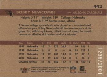 2001 Fleer Tradition Glossy #442 Bobby Newcombe Back