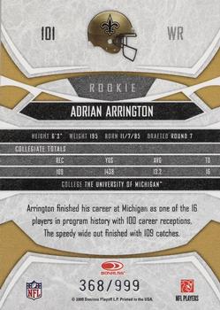2008 Donruss Gridiron Gear - Retail Rookies #101 Adrian Arrington Back