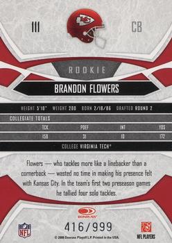 2008 Donruss Gridiron Gear - Retail Rookies #111 Brandon Flowers Back