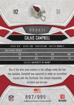 2008 Donruss Gridiron Gear - Retail Rookies #112 Calais Campbell Back