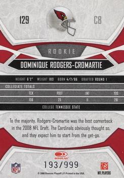 2008 Donruss Gridiron Gear - Retail Rookies #129 Dominique Rodgers-Cromartie Back