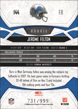 2008 Donruss Gridiron Gear - Retail Rookies #144 Jerome Felton Back